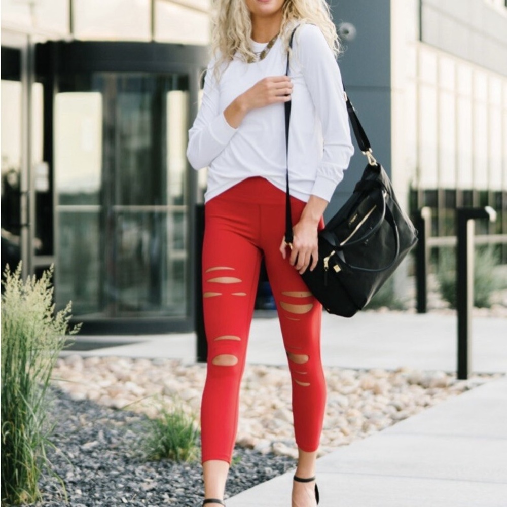 Vibrant Red Stretch Leggings for Casual Comfort
